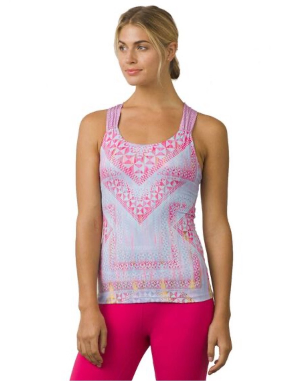 Prana Phoebe Cosmo Pink Luna Racerback Workout Top, EUC, Large, MSRP $68